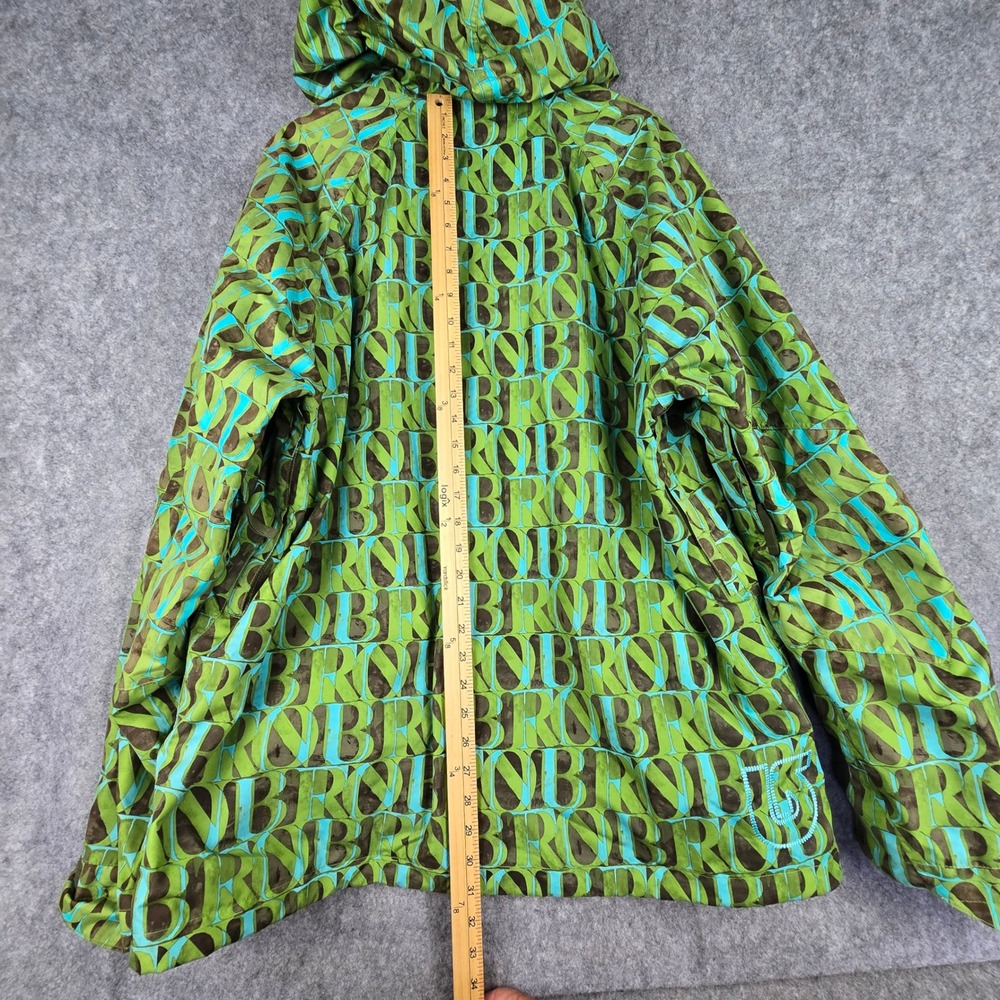 Burton Snowboard Jacket Mens L Green Teal All Over Logo Print Hooded Ski Coat - Picture 2 of 12